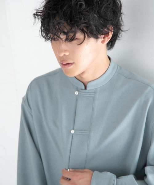 LOWRYS FARM（ローリーズファーム）の「チャイナシャツＬ／Ｓ　216278（シャツ/ブラウス・メンズ・ブラック/グレー/ブルー・MEDIUM/LARGE）」の14枚目の写真