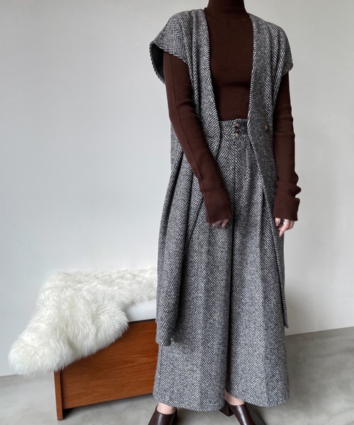 Solace（ソレイス）の「ヘリンボーンロングベストジレ（ベスト・レディース・グレー/ベージュ・FREE）」の15枚目の写真