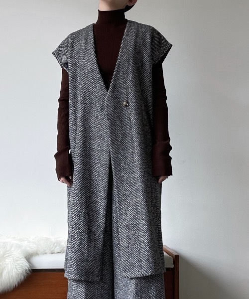 Solace（ソレイス）の「ヘリンボーンロングベストジレ（ベスト・レディース・グレー/ベージュ・FREE）」の18枚目の写真