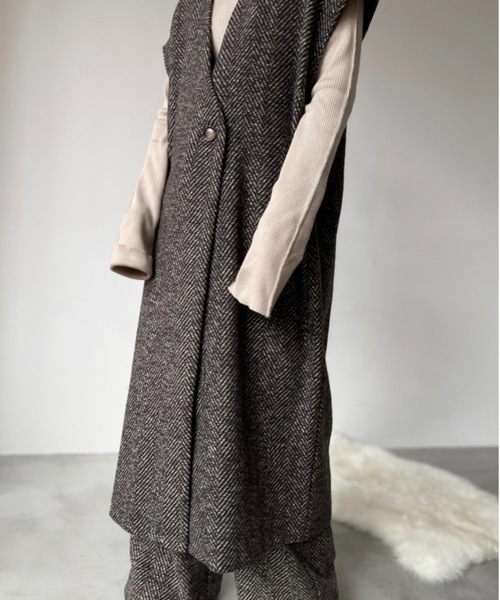 Solace（ソレイス）の「ヘリンボーンロングベストジレ（ベスト・レディース・グレー/ベージュ・FREE）」の20枚目の写真