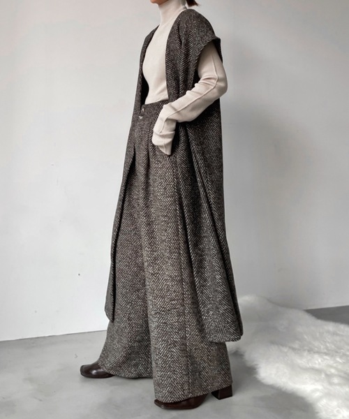 Solace（ソレイス）の「ヘリンボーンロングベストジレ（ベスト・レディース・グレー/ベージュ・FREE）」の13枚目の写真