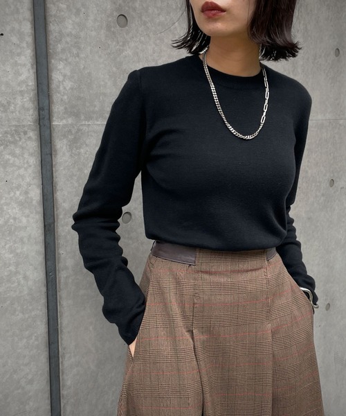 &g'aime(アンジェム)の「【&g'aime】シルク混ミラノリブニット(ニット/セーター・レディース・ホワイト/ブラック/モカ/ライトカーキ・FREE)」の3枚目の写真