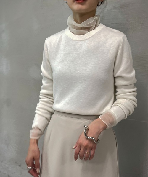 &g'aime(アンジェム)の「【&g'aime】シルク混ミラノリブニット(ニット/セーター・レディース・ホワイト/ブラック/モカ/ライトカーキ・FREE)」の18枚目の写真