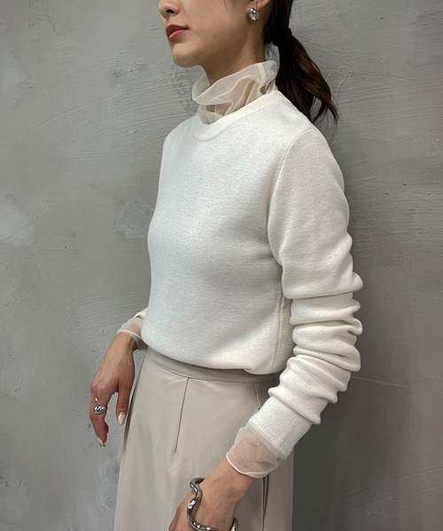 &g'aime(アンジェム)の「【&g'aime】シルク混ミラノリブニット(ニット/セーター・レディース・ホワイト/ブラック/モカ/ライトカーキ・FREE)」の16枚目の写真