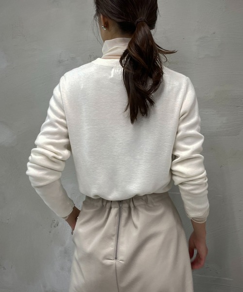 &g'aime(アンジェム)の「【&g'aime】シルク混ミラノリブニット(ニット/セーター・レディース・ホワイト/ブラック/モカ/ライトカーキ・FREE)」の14枚目の写真