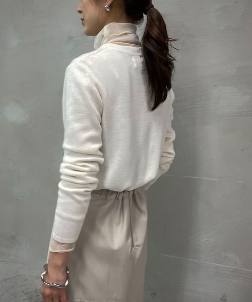 &g'aime(アンジェム)の「【&g'aime】シルク混ミラノリブニット(ニット/セーター・レディース・ホワイト/ブラック/モカ/ライトカーキ・FREE)」の7枚目の写真