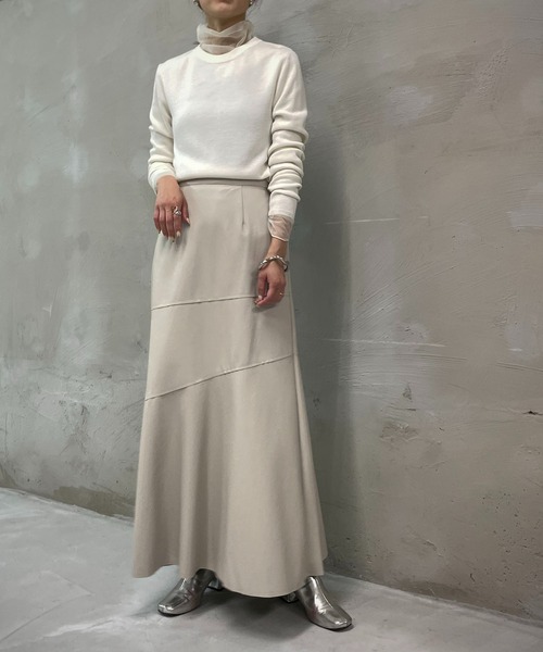 &g'aime(アンジェム)の「【&g'aime】シルク混ミラノリブニット(ニット/セーター・レディース・ホワイト/ブラック/モカ/ライトカーキ・FREE)」の12枚目の写真