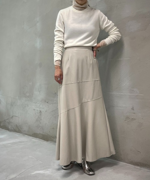 &g'aime(アンジェム)の「【&g'aime】シルク混ミラノリブニット(ニット/セーター・レディース・ホワイト/ブラック/モカ/ライトカーキ・FREE)」の5枚目の写真