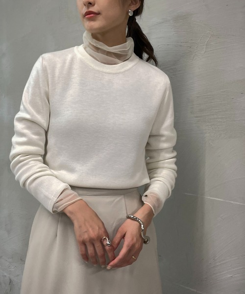 &g'aime(アンジェム)の「【&g'aime】シルク混ミラノリブニット(ニット/セーター・レディース・ホワイト/ブラック/モカ/ライトカーキ・FREE)」の22枚目の写真