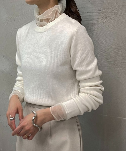 &g'aime(アンジェム)の「【&g'aime】シルク混ミラノリブニット(ニット/セーター・レディース・ホワイト/ブラック/モカ/ライトカーキ・FREE)」の20枚目の写真