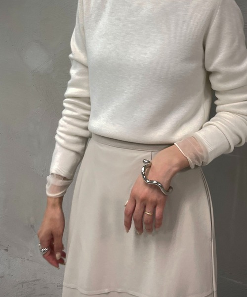 &g'aime(アンジェム)の「【&g'aime】シルク混ミラノリブニット(ニット/セーター・レディース・ホワイト/ブラック/モカ/ライトカーキ・FREE)」の10枚目の写真