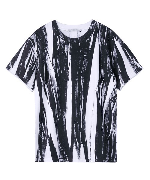 JOHN LAWRENCE SULLIVAN(ジョンローレンスサリバン)の「WRINKLE PRINT T-SHIRT(Tシャツ/カットソー・メンズ・ブラック×ホワイト・SMALL/MEDIUM)」の1枚目の写真