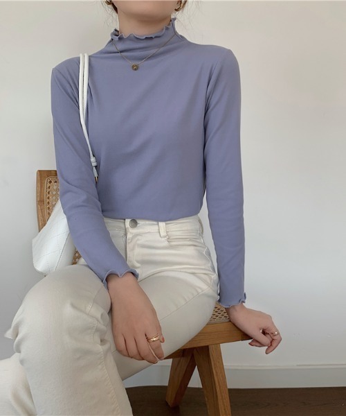 yuue' ( wear )(ユーイ)の「メローハイネックリブニット / モックネックニット(ニット/セーター・レディース・ホワイト/ブラック/ブラウン/ライトパープル・FREE)」の9枚目の写真