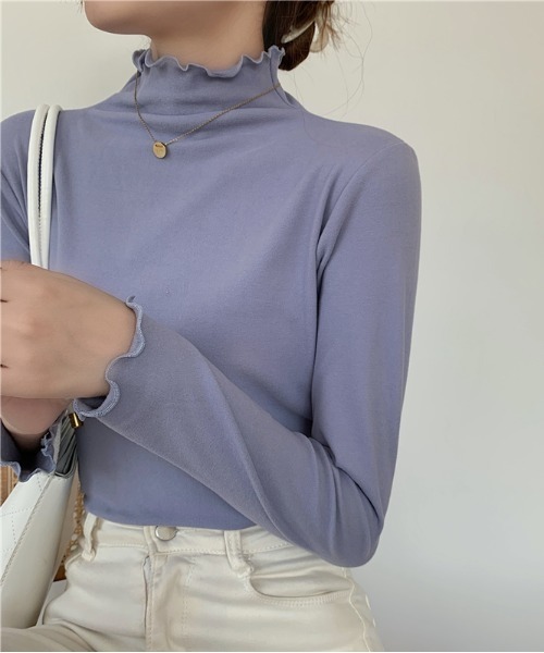 yuue' ( wear )(ユーイ)の「メローハイネックリブニット / モックネックニット(ニット/セーター・レディース・ホワイト/ブラック/ブラウン/ライトパープル・FREE)」の10枚目の写真