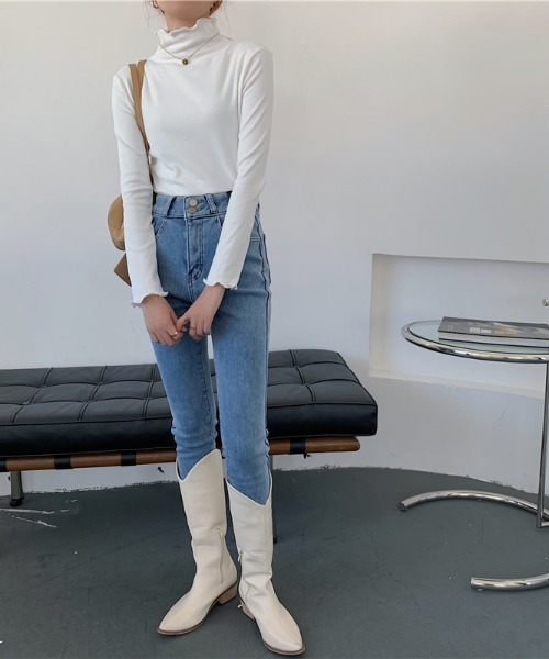 yuue' ( wear )(ユーイ)の「メローハイネックリブニット / モックネックニット(ニット/セーター・レディース・ホワイト/ブラック/ブラウン/ライトパープル・FREE)」の13枚目の写真