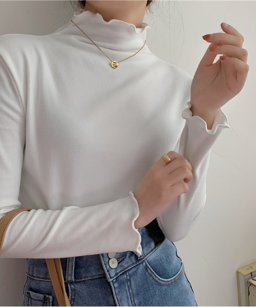 yuue' ( wear )(ユーイ)の「メローハイネックリブニット / モックネックニット(ニット/セーター・レディース・ホワイト/ブラック/ブラウン/ライトパープル・FREE)」の18枚目の写真