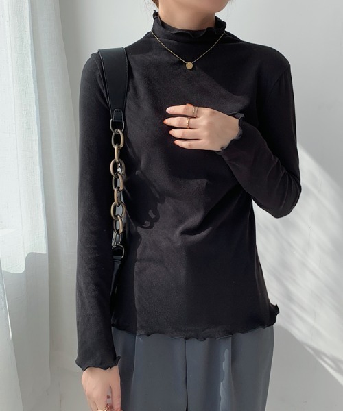 yuue' ( wear )(ユーイ)の「メローハイネックリブニット / モックネックニット(ニット/セーター・レディース・ホワイト/ブラック/ブラウン/ライトパープル・FREE)」の19枚目の写真