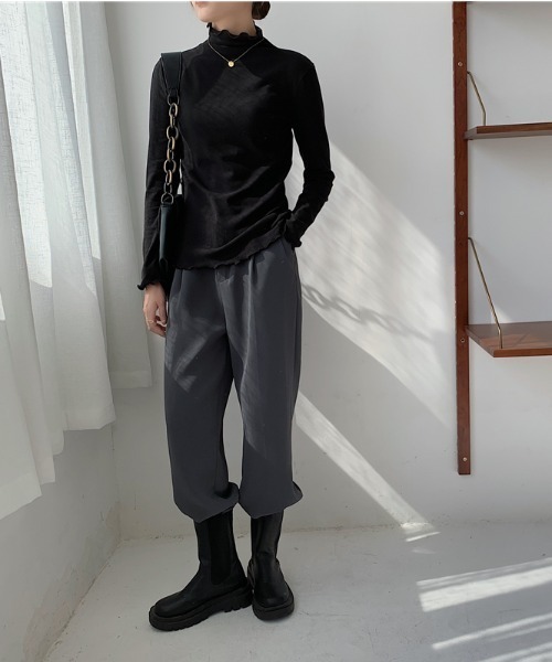 yuue' ( wear )(ユーイ)の「メローハイネックリブニット / モックネックニット(ニット/セーター・レディース・ホワイト/ブラック/ブラウン/ライトパープル・FREE)」の20枚目の写真