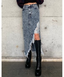 ケミカルデニムロングスカート