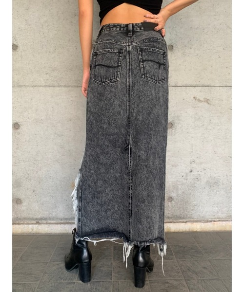 EGOIST（エゴイスト）の「ケミカルデニムロングスカート（デニムスカート・レディース・ブラック/ブルー・S/M）」の6枚目の写真