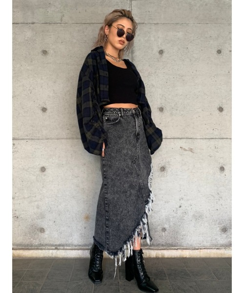 EGOIST（エゴイスト）の「ケミカルデニムロングスカート（デニムスカート・レディース・ブラック/ブルー・S/M）」の7枚目の写真