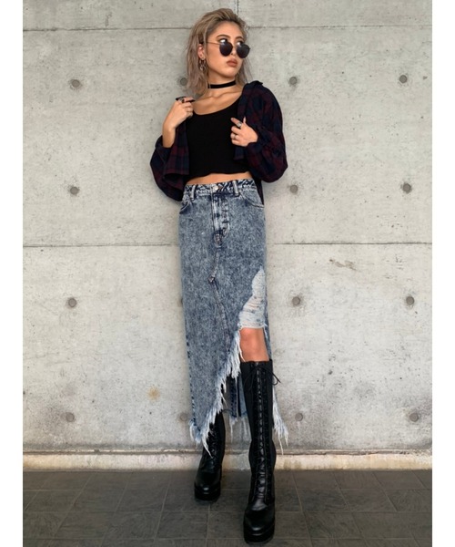 EGOIST（エゴイスト）の「ケミカルデニムロングスカート（デニムスカート・レディース・ブラック/ブルー・S/M）」の11枚目の写真