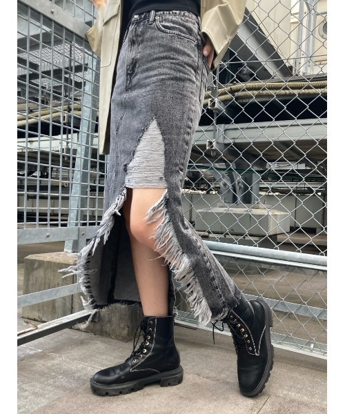 EGOIST（エゴイスト）の「ケミカルデニムロングスカート（デニムスカート・レディース・ブラック/ブルー・S/M）」の16枚目の写真