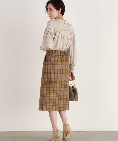 NOLLEY’S(ノーリーズ)の「ラップ風チェックウォッシャブルスカート(スカート・レディース・ベージュ系その他/ブルー系その他7・38/36)」の10枚目の写真