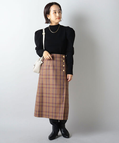 NOLLEY’S(ノーリーズ)の「ラップ風チェックウォッシャブルスカート(スカート・レディース・ベージュ系その他/ブルー系その他7・38/36)」の13枚目の写真