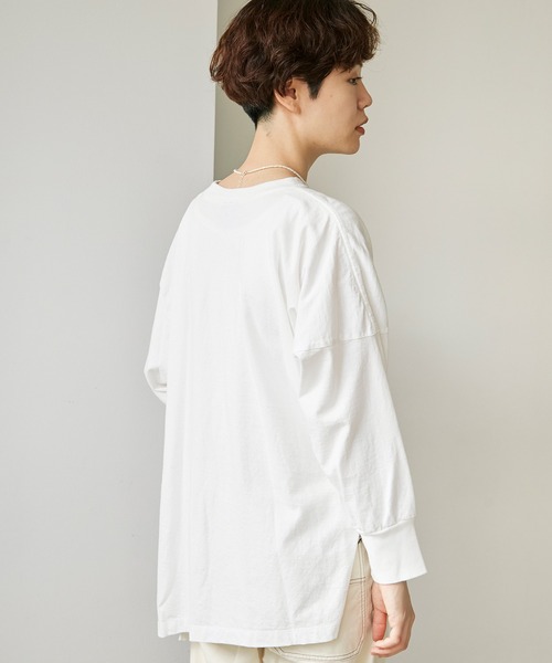 note et silence (ノートエシロンス)の「18/-USA天竺\\\NIKAMAERU。ロンT(Tシャツ/カットソー・レディース・ホワイト/ブルー/ライトピンク・FREE)」の17枚目の写真