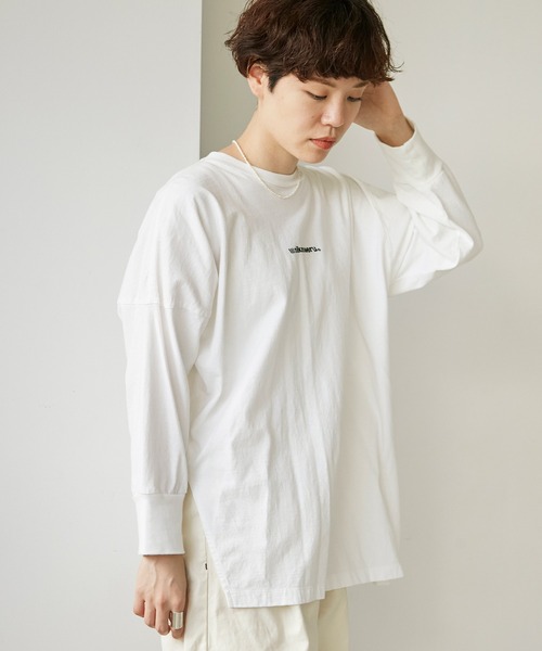 note et silence (ノートエシロンス)の「18/-USA天竺\\\NIKAMAERU。ロンT(Tシャツ/カットソー・レディース・ホワイト/ブルー/ライトピンク・FREE)」の4枚目の写真