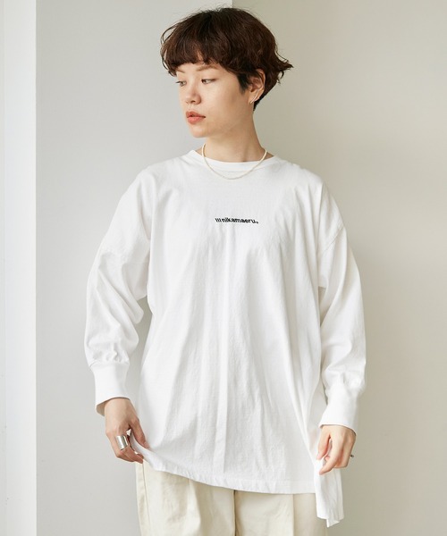 note et silence (ノートエシロンス)の「18/-USA天竺\\\NIKAMAERU。ロンT(Tシャツ/カットソー・レディース・ホワイト/ブルー/ライトピンク・FREE)」の14枚目の写真