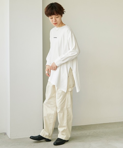 note et silence (ノートエシロンス)の「18/-USA天竺\\\NIKAMAERU。ロンT(Tシャツ/カットソー・レディース・ホワイト/ブルー/ライトピンク・FREE)」の8枚目の写真