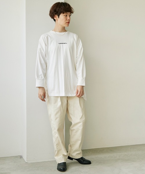 note et silence (ノートエシロンス)の「18/-USA天竺\\\NIKAMAERU。ロンT(Tシャツ/カットソー・レディース・ホワイト/ブルー/ライトピンク・FREE)」の5枚目の写真
