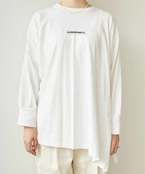 note et silence (ノートエシロンス)の「18/-USA天竺\\\NIKAMAERU。ロンT(Tシャツ/カットソー・レディース・ホワイト/ブルー/ライトピンク・FREE)」の19枚目の写真