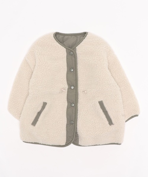 classicalelf（クラシカルエルフ）の「《キッズ》愛されふわもこボア。2wayリバーシブルノーカラーコート（ブルゾン・キッズ・ライトベージュ・130/140/150/160）」の4枚目の写真