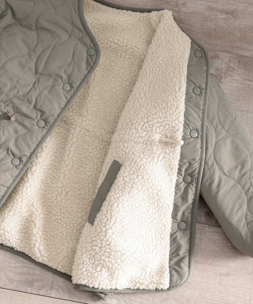 classicalelf（クラシカルエルフ）の「《キッズ》愛されふわもこボア。2wayリバーシブルノーカラーコート（ブルゾン・キッズ・ライトベージュ・130/140/150/160）」の12枚目の写真