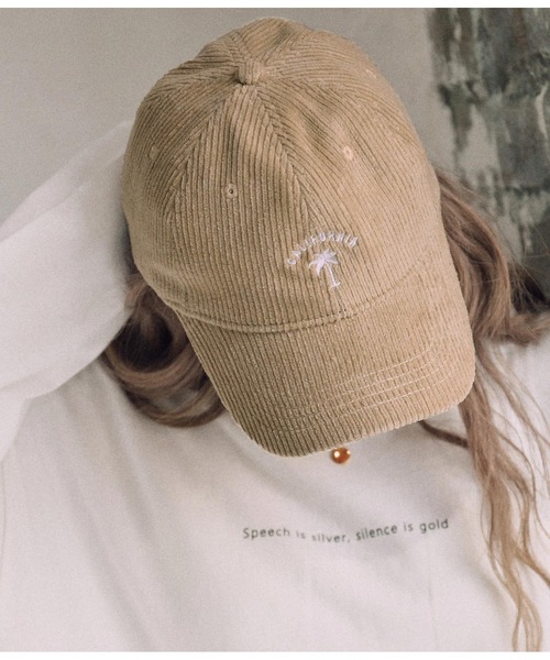 anap mimpi（アナップミンピ）の「刺繍コーデュロイキャップ（キャップ・レディース・ベージュ/ネイビー/ピンク・FREE）」の2枚目の写真