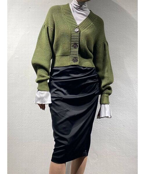 EMODA（エモダ）の「ワイドリブオーバーカーディガン（カーディガン/ボレロ・レディース・グレー/カーキ/ベージュ・FREE）」の4枚目の写真