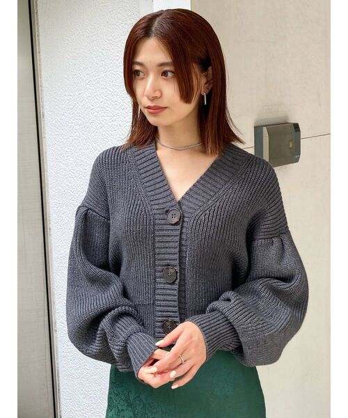 EMODA（エモダ）の「ワイドリブオーバーカーディガン（カーディガン/ボレロ・レディース・グレー/カーキ/ベージュ・FREE）」の7枚目の写真