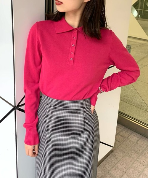 CIAOPANIC（チャオパニック）の「ポロニット（ポロシャツ・レディース・ブラック/ブラウン/ピンク・FREE）」の3枚目の写真