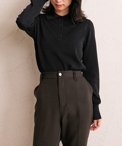 CIAOPANIC（チャオパニック）の「ポロニット（ポロシャツ・レディース・ブラック/ブラウン/ピンク・FREE）」の8枚目の写真