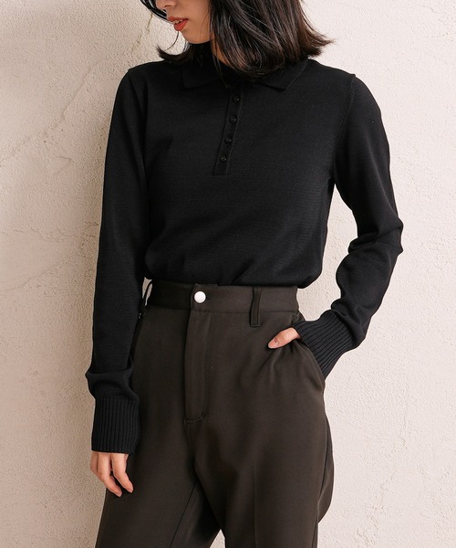 CIAOPANIC（チャオパニック）の「ポロニット（ポロシャツ・レディース・ブラック/ブラウン/ピンク・FREE）」の21枚目の写真