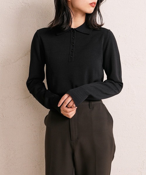 CIAOPANIC（チャオパニック）の「ポロニット（ポロシャツ・レディース・ブラック/ブラウン/ピンク・FREE）」の11枚目の写真