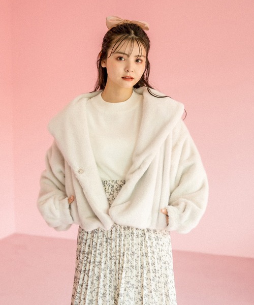 OLIVE des OLIVE（オリーブデオリーブ）の「見た目も可愛い。ふわもこファーブルゾン（ブルゾン・レディース・ピンク系その他/ベージュ/オフホワイト/ブラウン・FREE）」の5枚目の写真