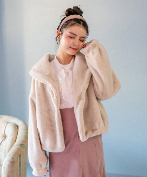 OLIVE des OLIVE（オリーブデオリーブ）の「見た目も可愛い。ふわもこファーブルゾン（ブルゾン・レディース・ピンク系その他/ベージュ/オフホワイト/ブラウン・FREE）」の8枚目の写真