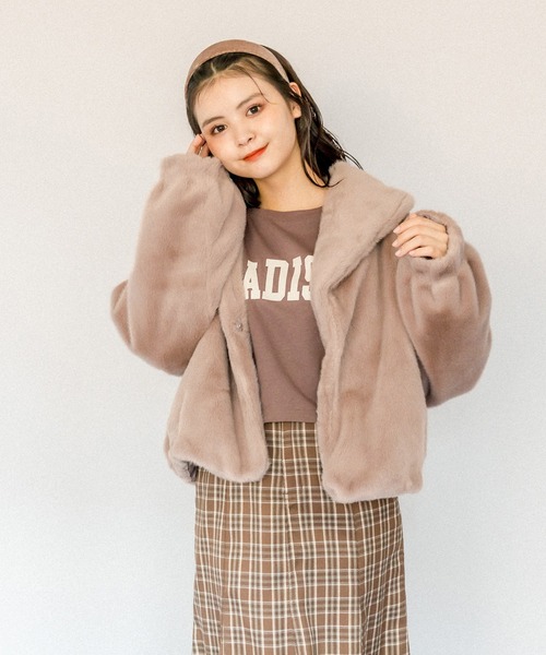 OLIVE des OLIVE（オリーブデオリーブ）の「見た目も可愛い。ふわもこファーブルゾン（ブルゾン・レディース・ピンク系その他/ベージュ/オフホワイト/ブラウン・FREE）」の14枚目の写真