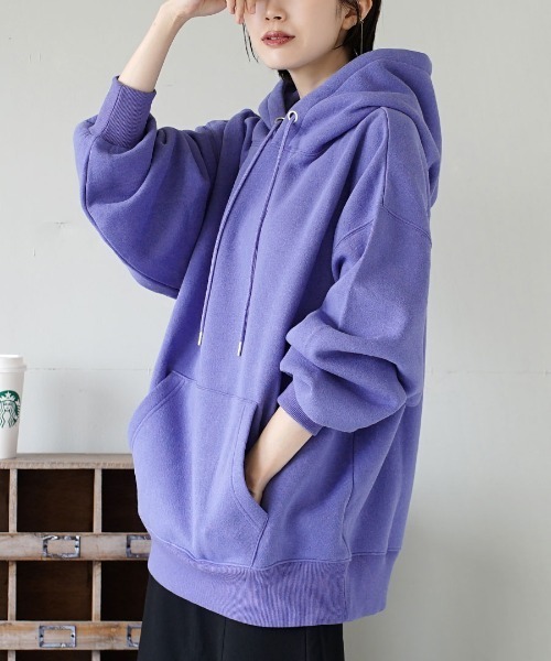 zootie（ズーティー）の「【早く乾くあったか裏起毛】速乾裏起毛 ボリュームスウェット［フーディーパーカー］《23AWリニューアル》（スウェット・レディース・ベージュ/ミント/ブラック/ラベンダー/チャコール/ブルーパープル/グレイッシュベージュ/ピンク/チャコールグレー/ブラック系その他/ネイビー/グレイッシュブルー/ライラック/レッド/ダークブルー・M）」の13枚目の写真