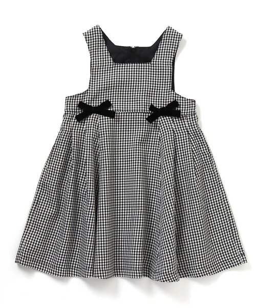 apres les cours（アプレレクール）の「ウエストリボンジャンパースカート（ジャンパースカート・キッズ・ベージュ/チェック・90/100/110/120/80/130/140）」の5枚目の写真