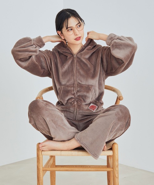VIS（ビス）の「【ViSage】【MARION CREPESコラボ】WHIPフード＆パンツセットアップ（ルームウェア/パジャマ・レディース・ブラウン/キナリ・FREE）」の2枚目の写真